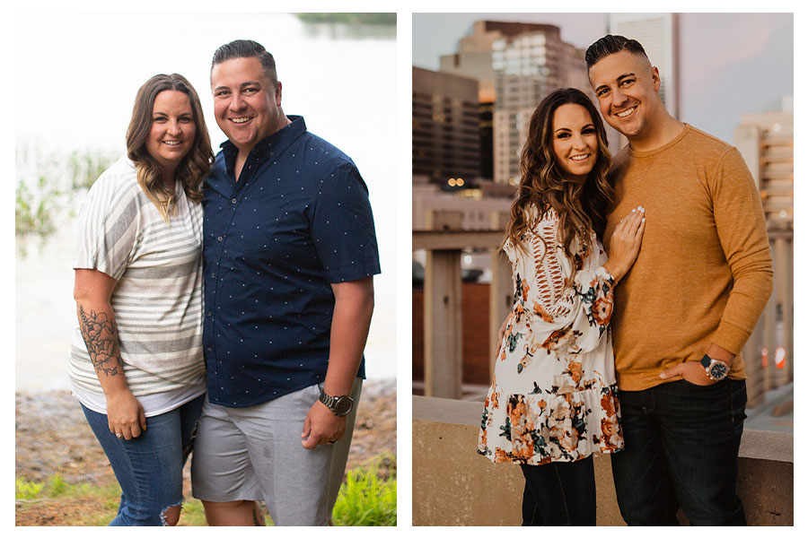 before and after weight loss photos of a wife and husband; weight loss photos of Profile members
