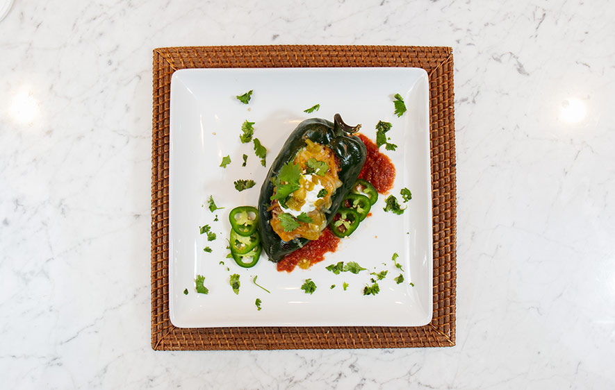 Delicious air-fried chile relleno boat