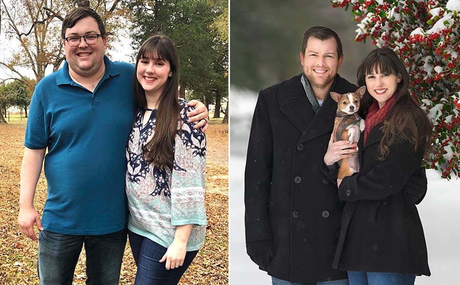 before and after weight loss photos of a couple