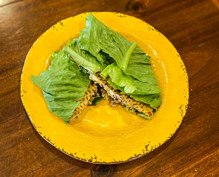 plated taco wrap meal