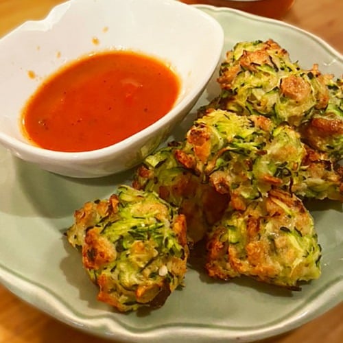 Crispy Air Fried Zucchini Garlic Bites