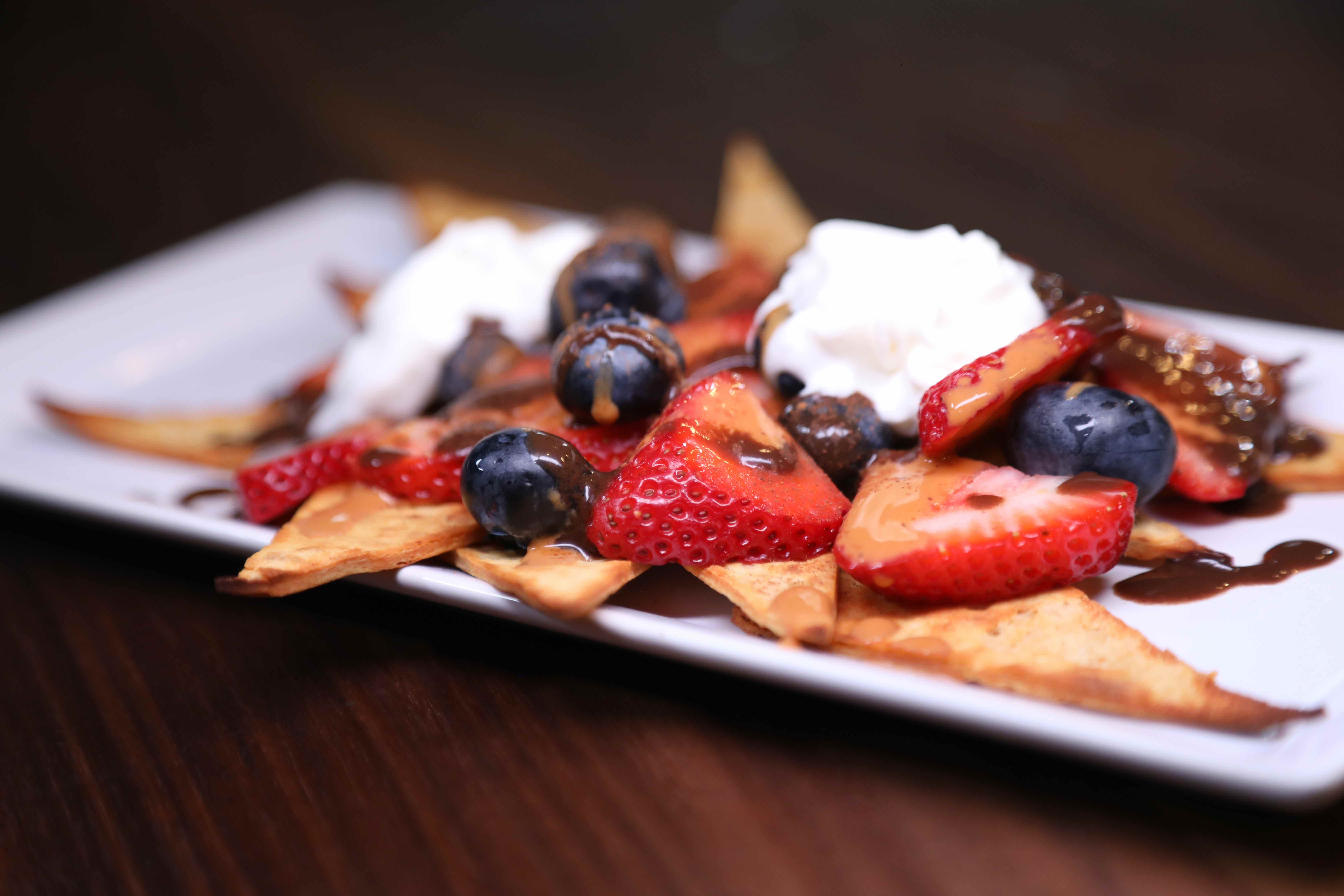 Profile Dessert Nachos with Strawberries