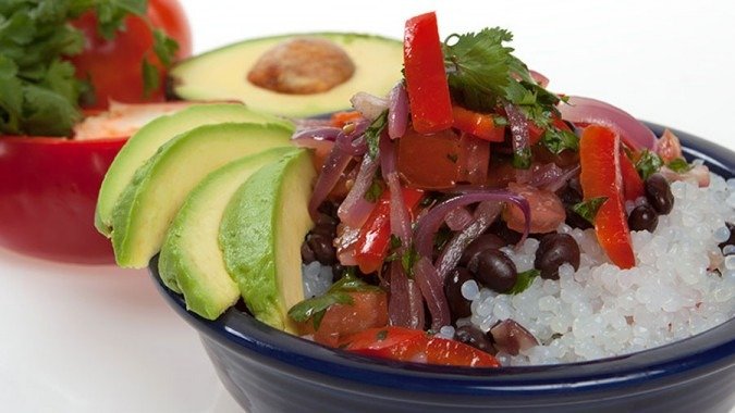 Delicious rice and beans salad bowl