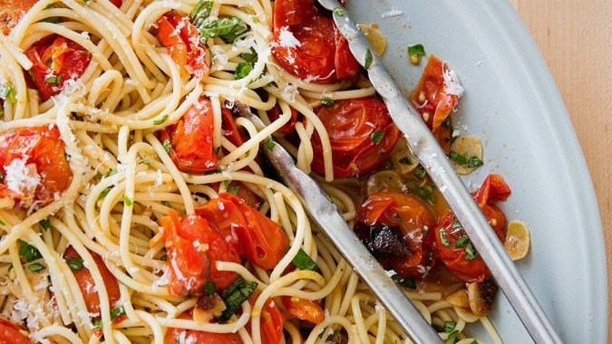 Chicken Parm with Spaghetti Squash & Roasted Tomatoes