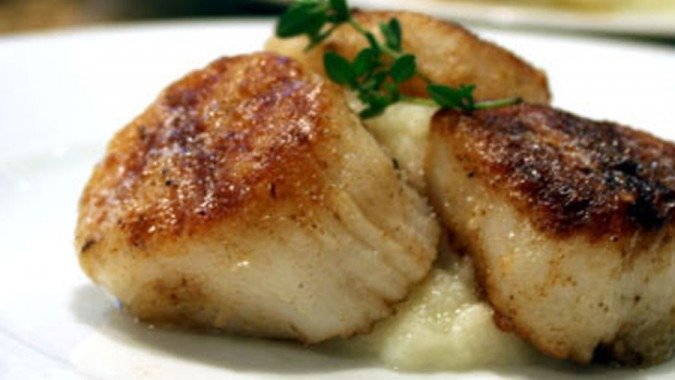 low-carb cauliflower puree and scallops